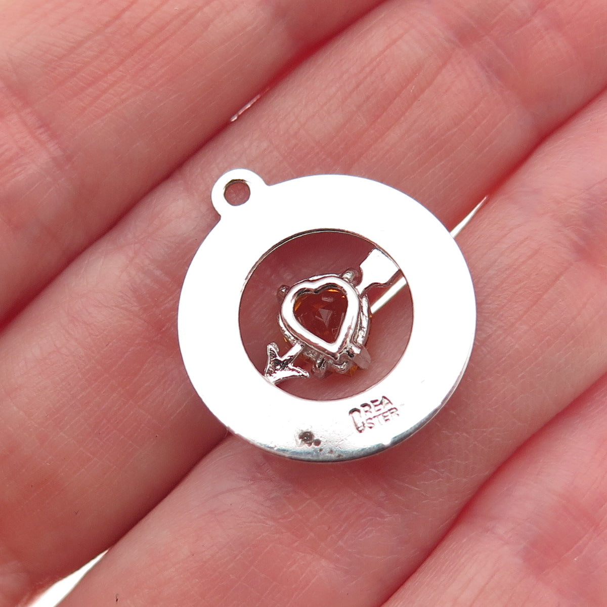 Crea Sterling Silver Vintage Rhinestone November Birthstone Heart Charm Pendant
