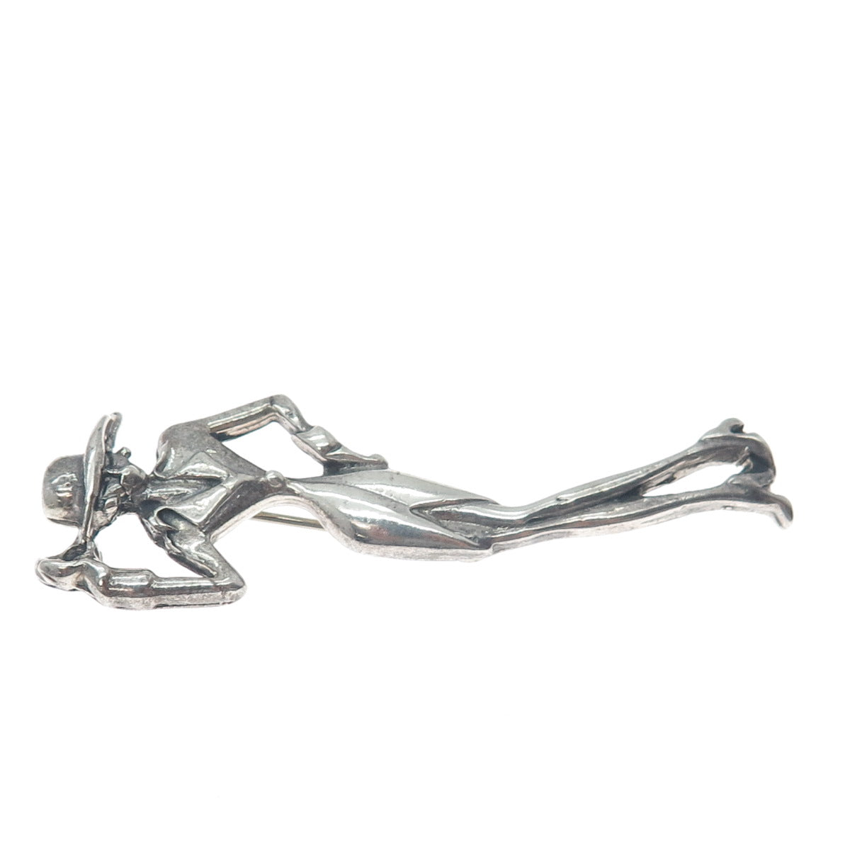 925 Sterling Silver Vintage Mexico Elegant Lady Oxidized Pin Brooch