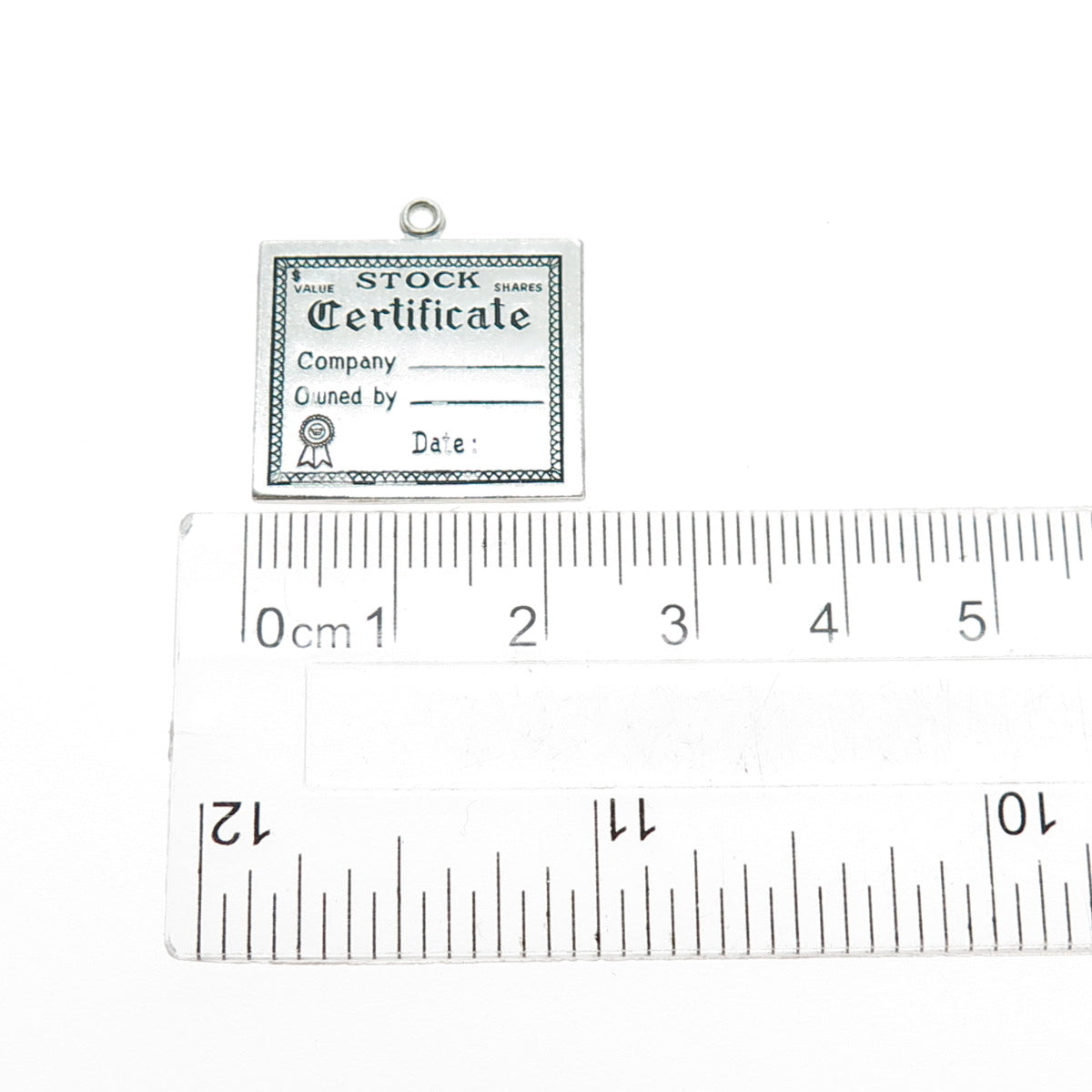 WELLS 925 Sterling Silver Vintage Stock Certificate Oxidized Mini Charm Pendant