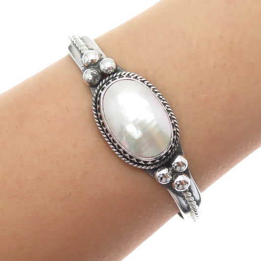 Gilo & Grace Nakai Navajo Old Pawn Sterling Vintage MOP Adjustable Bracelet 6"