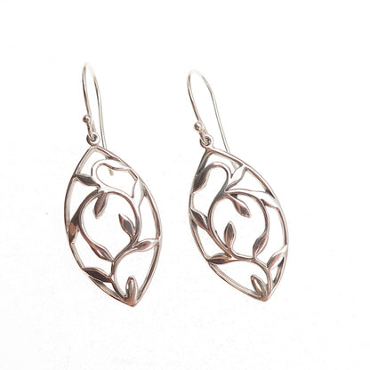 925 Sterling Silver Vintage Floral Dangle Earrings