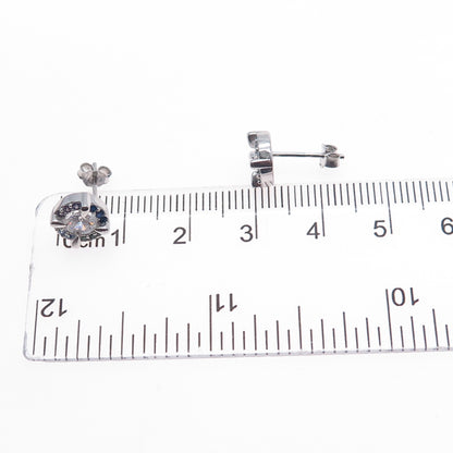 925 Sterling Silver Round-Cut Multi-Color C Z Stud Earrings