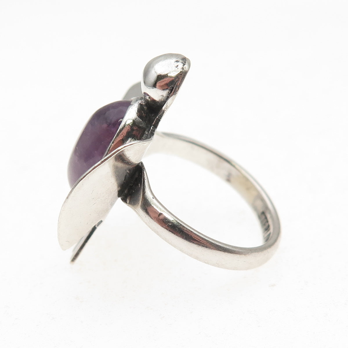 Old Pawn 925 Sterling Silver Vintage Amethyst Thunderbird Tribal Ring Size 6.5