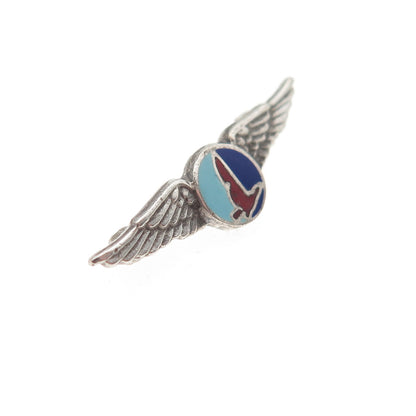 925 Sterling Silver Antique Art Deco Enamel Eastern Air Lines Service Pin Brooch