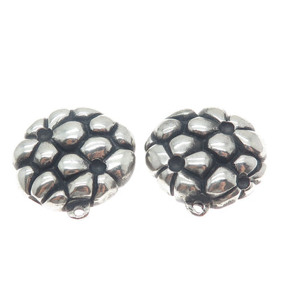 925 Sterling Silver Vintage Floral Oxidized Jacket Earrings