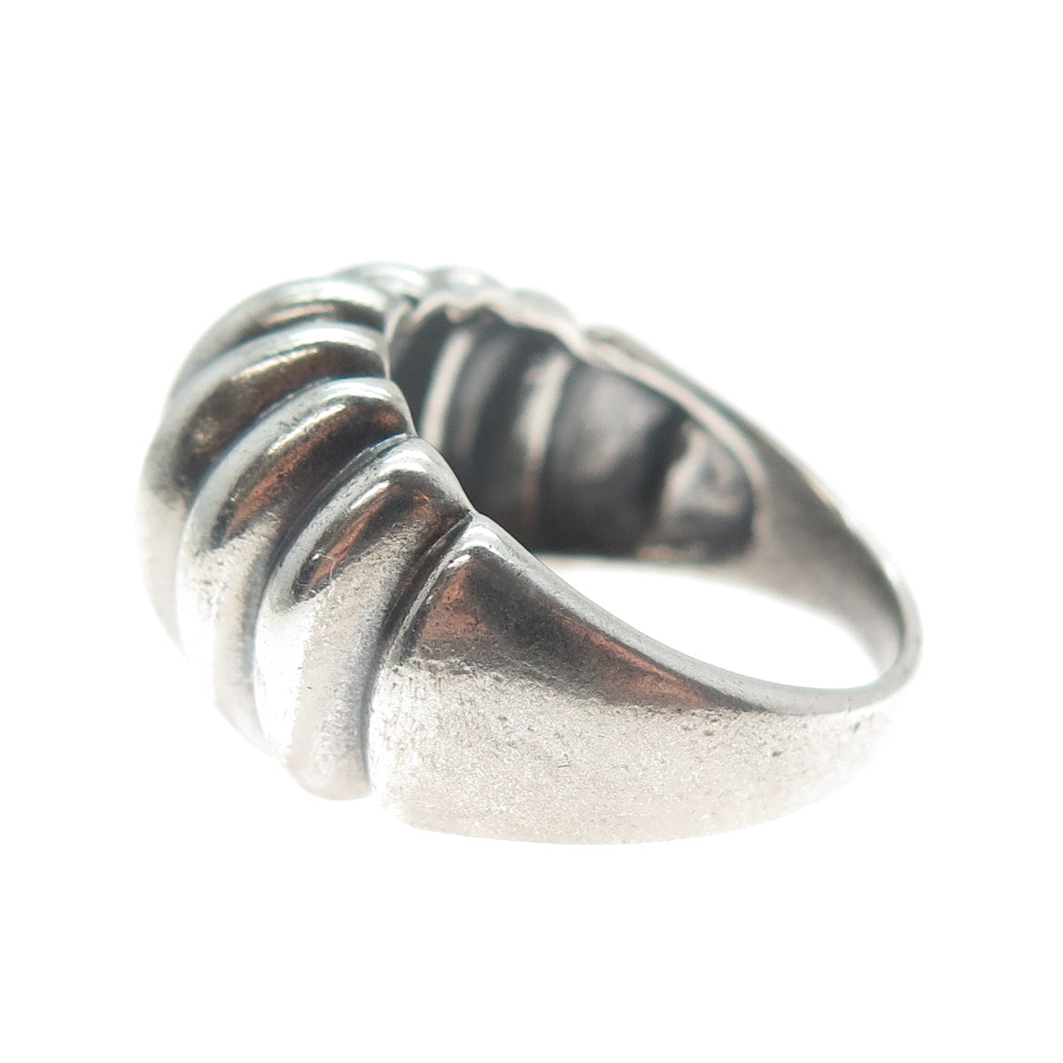 MONICA JAIN 925 Sterling Vintage Modernist Ribbed Dome Oxidized Ring Size 7.25