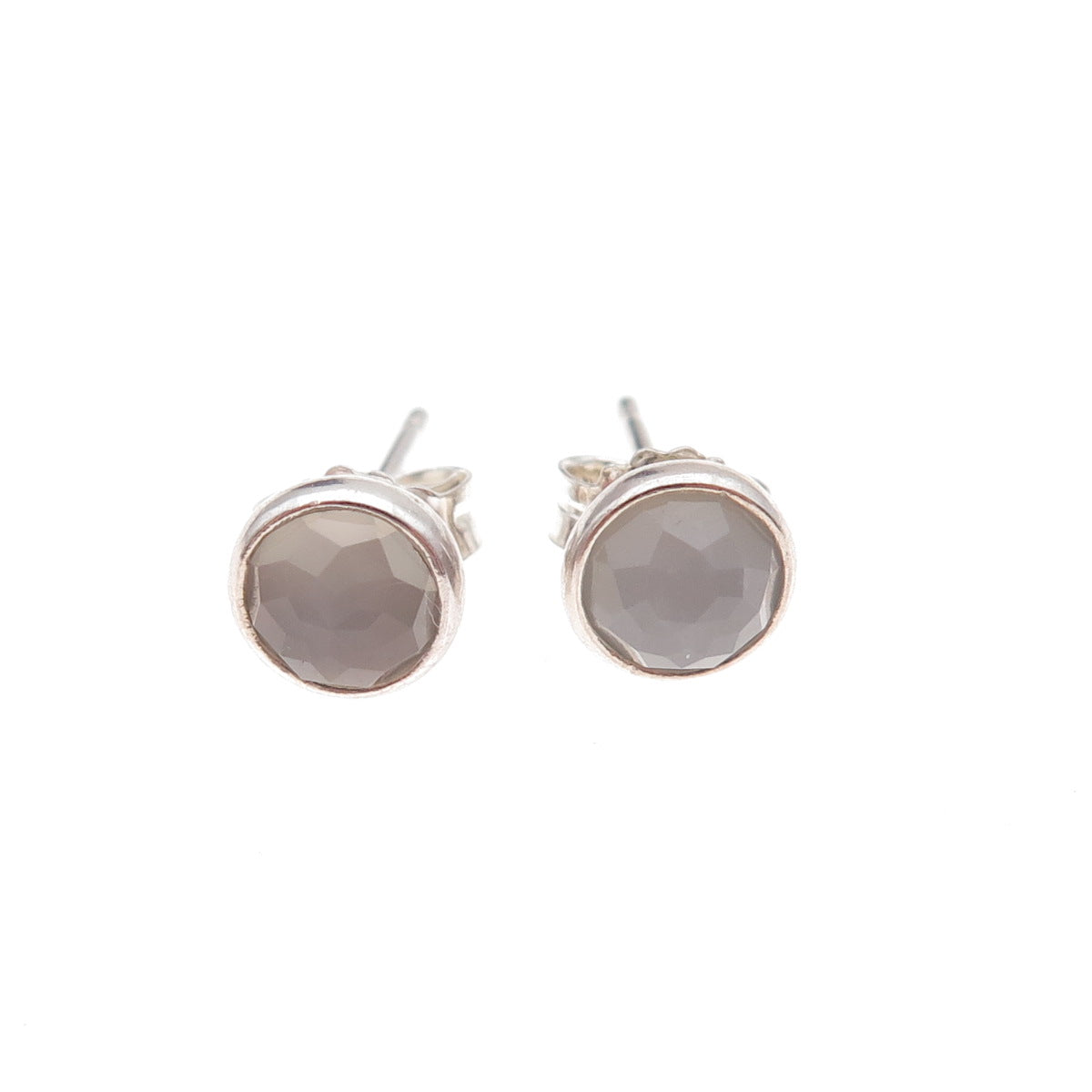 Pandora Sterling Silver Real Gray Moonstone June Birthday Blooms Stud Earrings