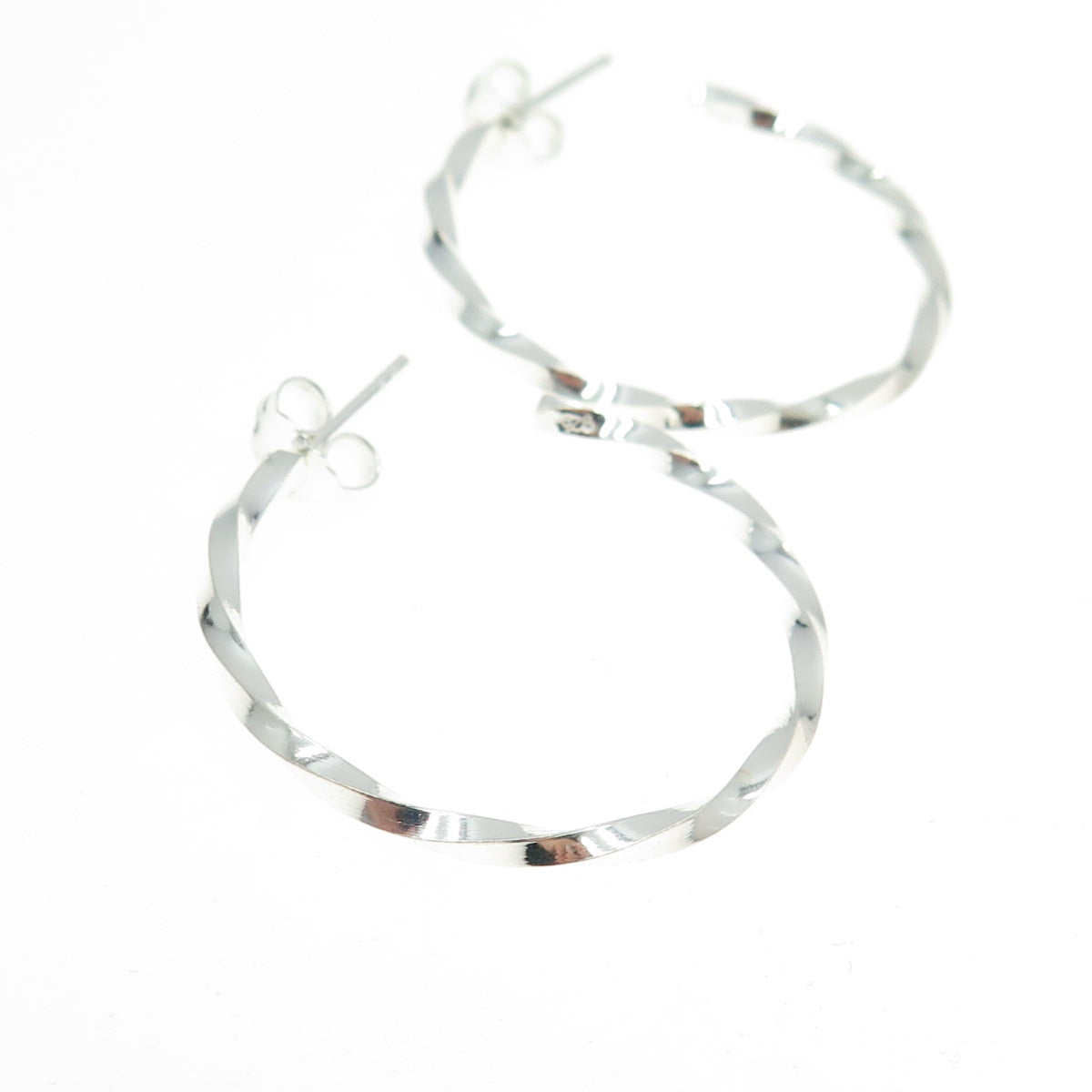 925 Sterling Silver Twisted Hoop Earrings