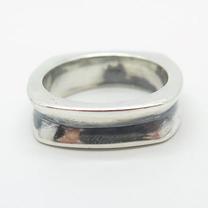 925 Sterling Silver Vintage Concave Square Ring Size 5