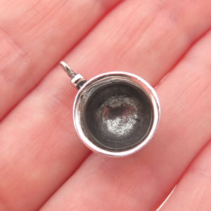 925 Sterling Silver Vintage Teacup Oxidized 3D Mini Charm Pendant