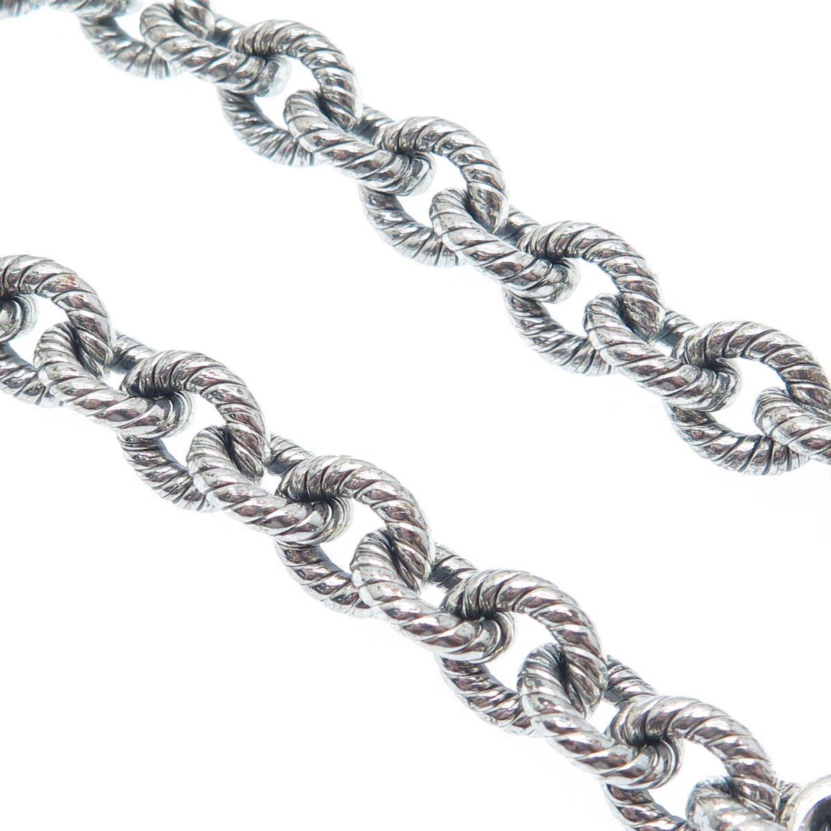 925 Sterling Silver Vintage Oxidized Cable Link Bracelet 6.5"