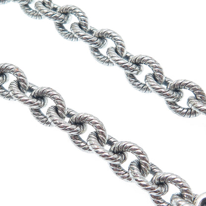 925 Sterling Silver Vintage Oxidized Cable Link Bracelet 6.5"