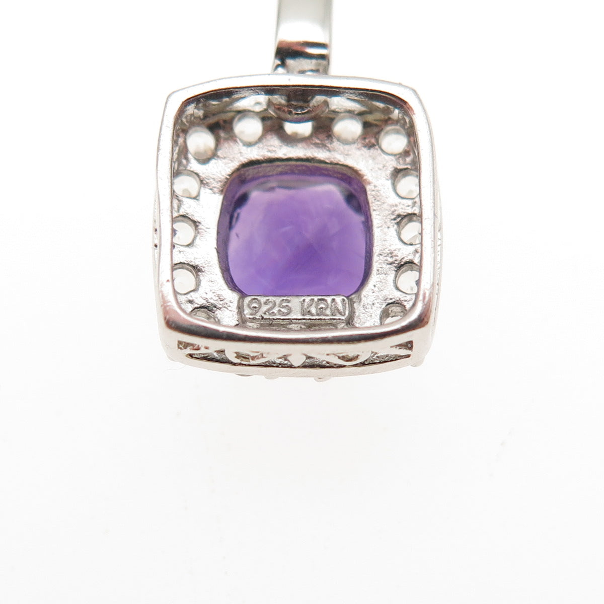 Kiran 925 Sterling Silver Real Amethyst & White Topaz Cable Chain Necklace 18"
