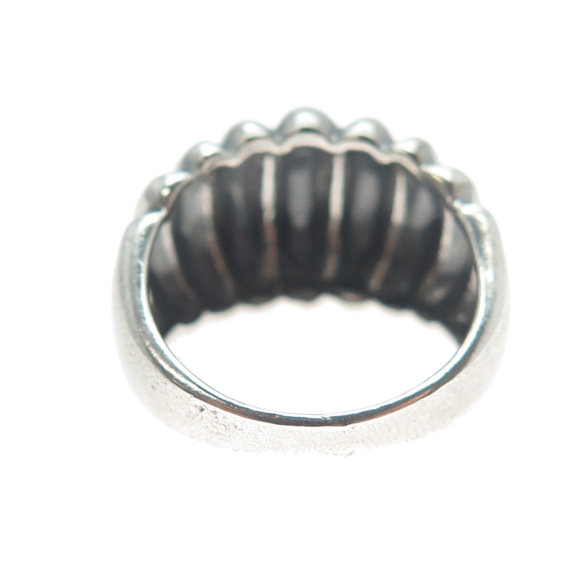 MONICA JAIN 925 Sterling Vintage Modernist Ribbed Dome Oxidized Ring Size 7.25