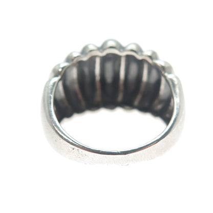 MONICA JAIN 925 Sterling Vintage Modernist Ribbed Dome Oxidized Ring Size 7.25