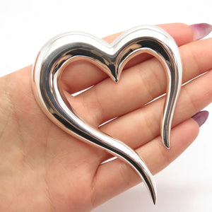 925 Sterling Silver Vintage Mexico Open Heart Pin Brooch