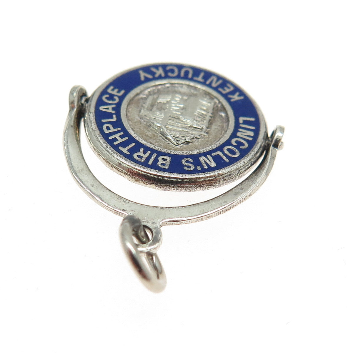 FRENCH & FRANKLIN Sterling Silver Vintage Enamel Lincoln's Birthplace Pendant
