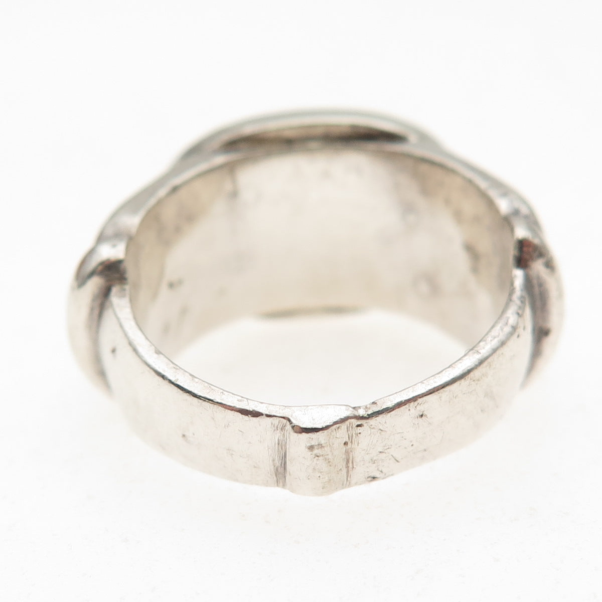 800 Silver Vintage Egypt Arabic Script Oxidized Ring Size 7.5