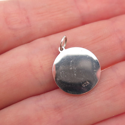 925 Sterling Silver Yellow Enamel Smiling Face Emoji Charm Pendant