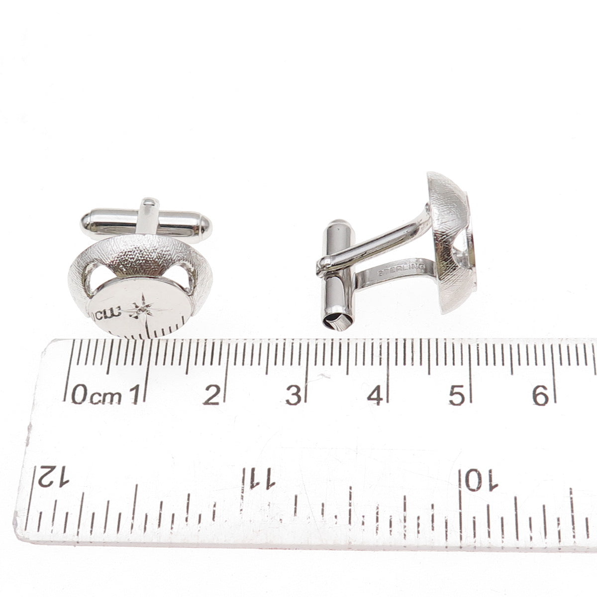Anson 925 Sterling Silver Vintage Real Diamond Starburst Cufflinks