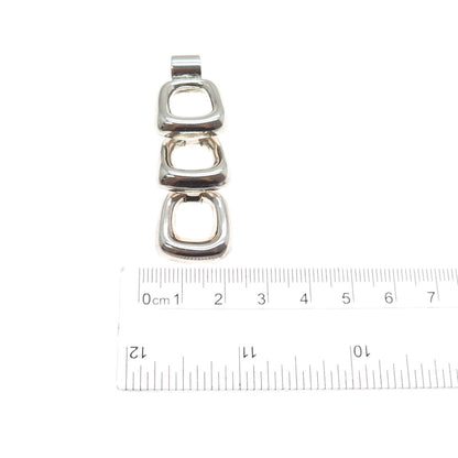 925 Sterling Silver Vintage Modernist Square Drop Pendant
