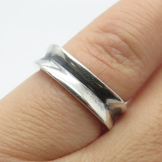 925 Sterling Silver Vintage Concave Square Ring Size 5