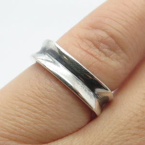 925 Sterling Silver Vintage Concave Square Ring Size 5