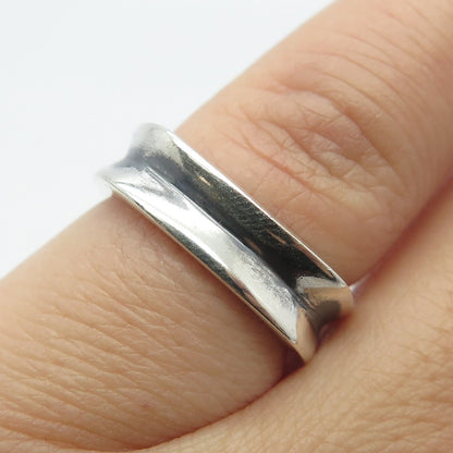 925 Sterling Silver Vintage Concave Square Ring Size 5