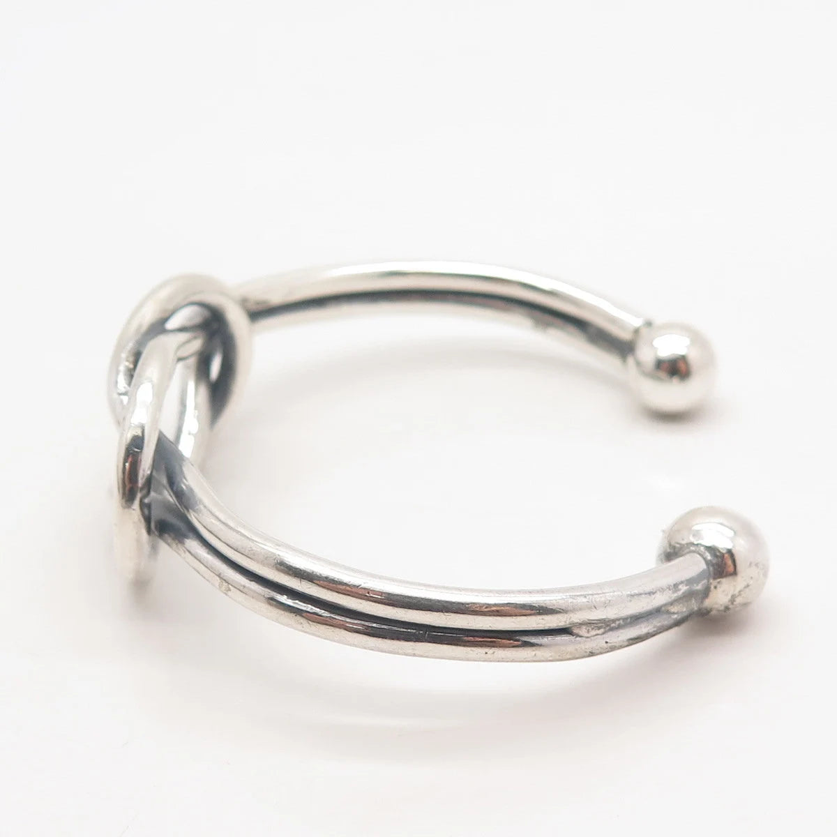 925 Sterling Silver Vintage Knot Loop Adjustable Cuff Bracelet 6.5"