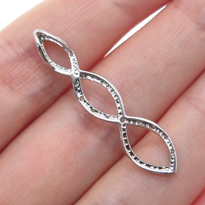 925 Sterling Silver Real Round-Cut Diamond Twisted Infinity Charm Pendant