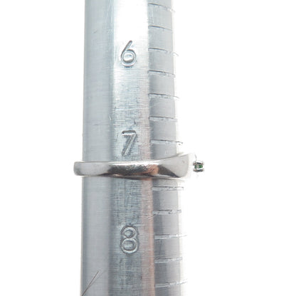 925 Sterling Silver Real Round-Cut Peridot Beaded Ring Size 7.5