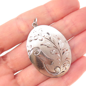 LeStage 925 Sterling Silver Vintage Engraved Floral Locket Pendant