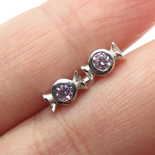 DBJ DEE BERKLE 925 Sterling Silver Round-Cut Purple C Z Candy Stud Earrings