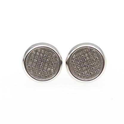 925 Sterling Silver Round-Cut C Z Disc Stud Earrings