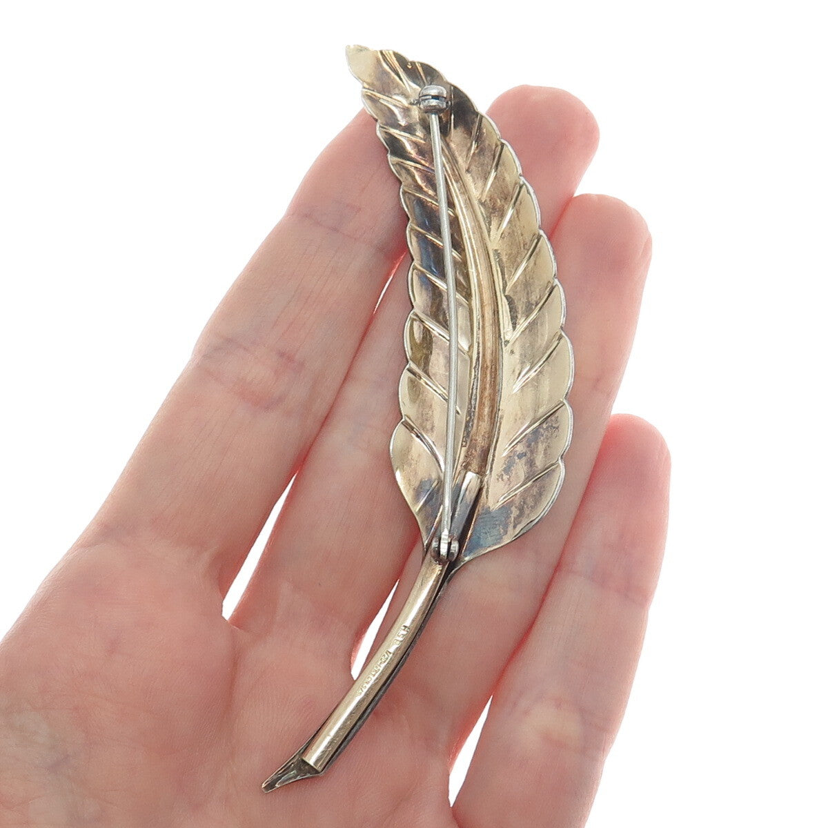 HARRY S. BICK Sterling Silver & 1/20 12K Gold Filled Vintage Feather Pin Brooch