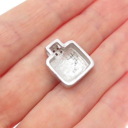 925 Sterling Silver Vintage Round-Cut C Z Minimalist Slide Charm Pendant
