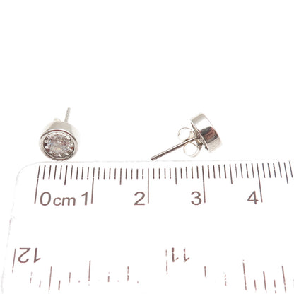 925 Sterling Silver Round-Cut C Z Stud Earrings