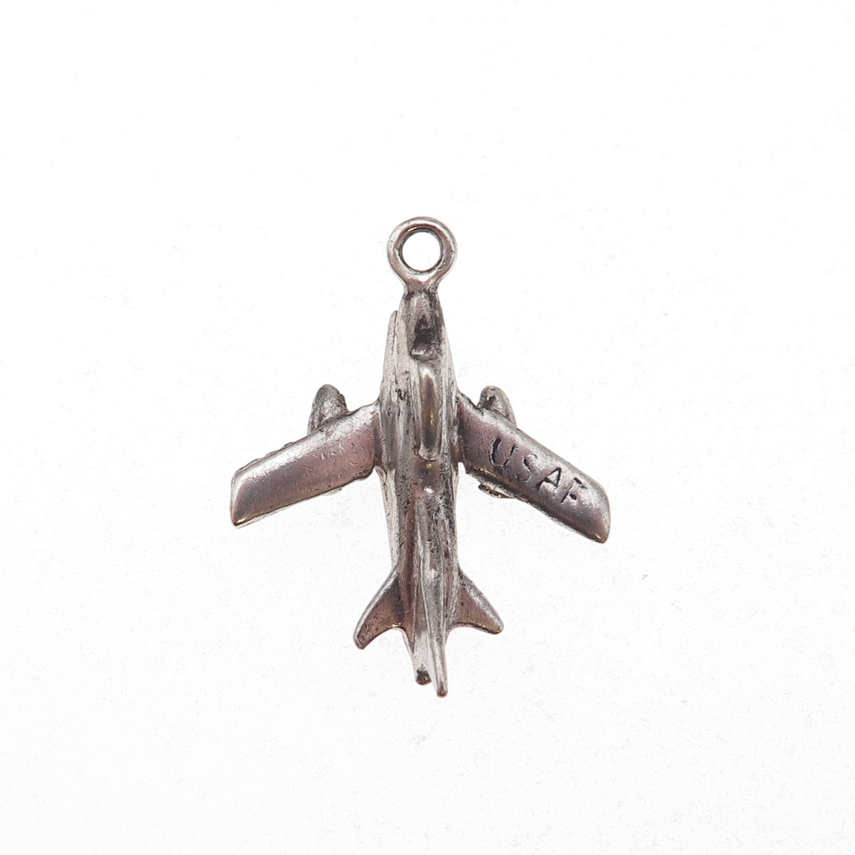 925 Sterling Silver Antique WWII US Air Force F-86 Sabre Fighter Jet 3D Pendant