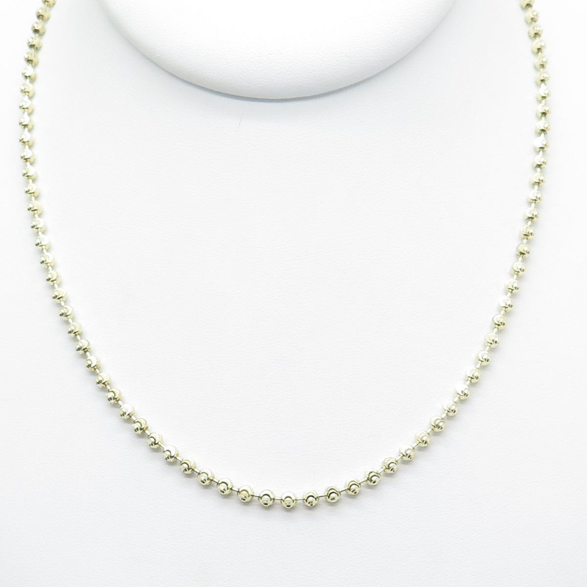 925 Sterling Silver Gold Plated Italy Diamond-Cut Ball Beaded Chain Necklace 24"