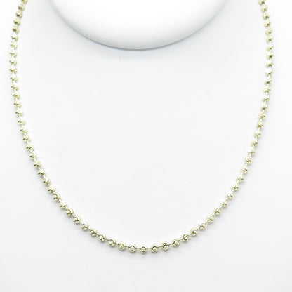 925 Sterling Silver Gold Plated Italy Diamond-Cut Ball Beaded Chain Necklace 24"