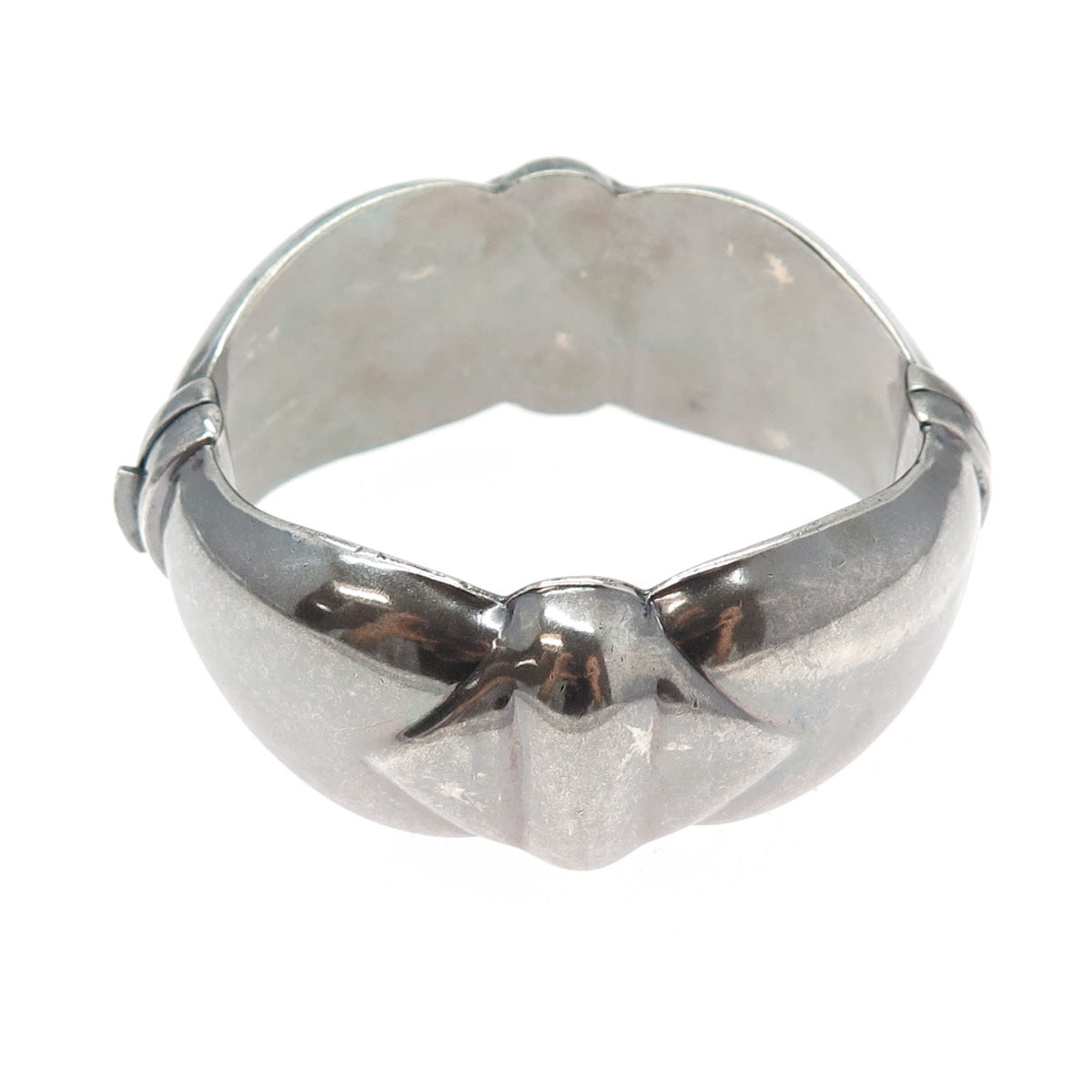 925 Sterling Silver Vintage Italy Modernist Heavy 72.5g Oxidized Bracelet 7.25"