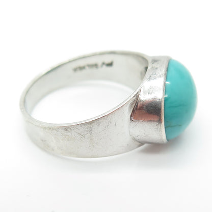 PAOLA VALENTINI Sterling Silver Vintage Lone Mountain Turquoise Ring Size 7.75