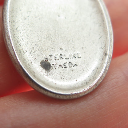 THEDA 925 Sterling Silver Antique Art Deco St. Christopher Religious Pendant