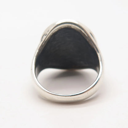 925 Sterling Silver Vintage Red Enamel Wide Ring Size 6.25
