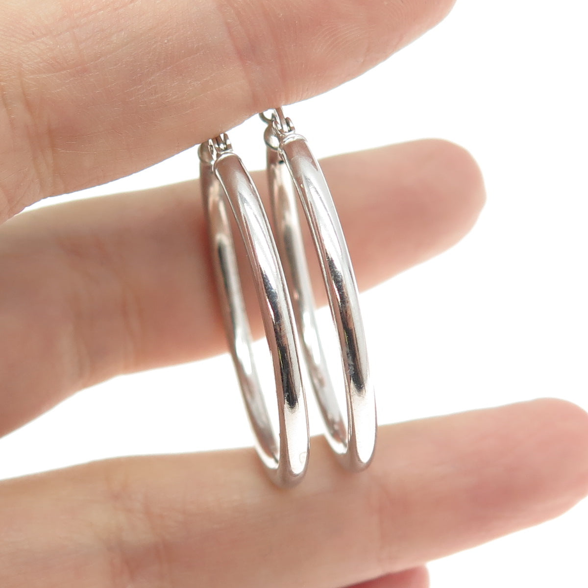 925 Sterling Silver Tube Hoop Earrings