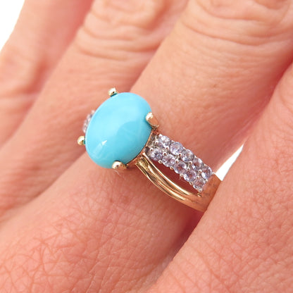 Chuck Clemency 925 Sterling Gold Plated Real Turquoise Tanzanite Ring Size 8.25