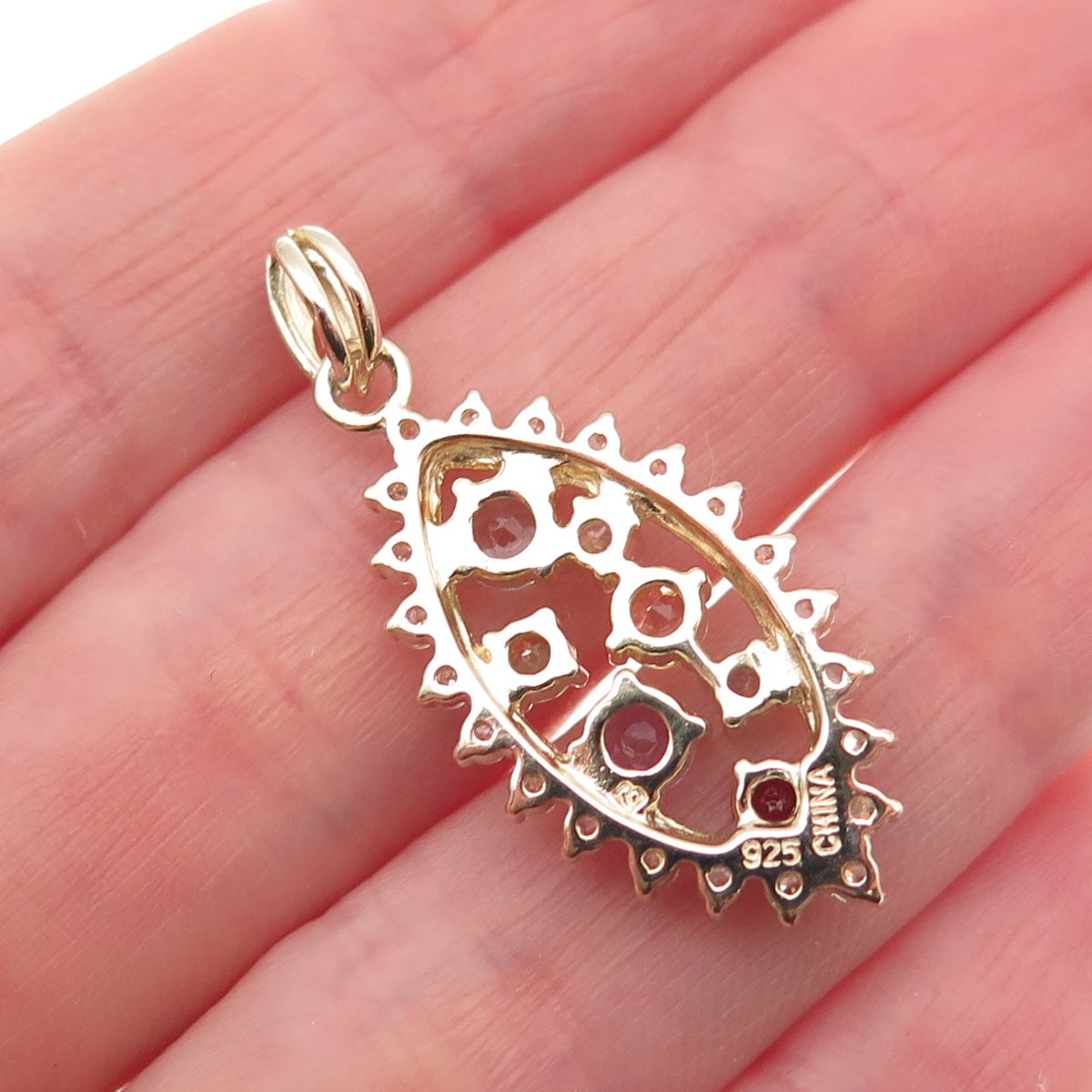 Ross Simons Sterling Gold Plated Topaz Amethyst Peridot Citrine & Garnet Pendant