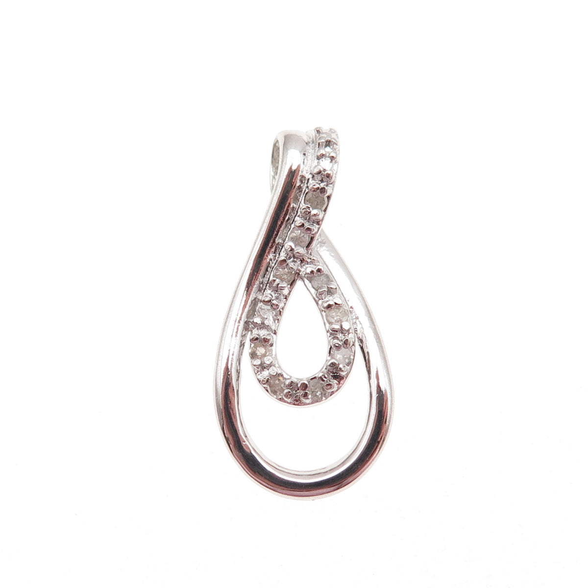 925 Sterling Silver Real Round-Cut Diamond Infinity Mini Charm Pendant