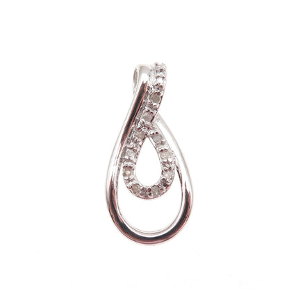 925 Sterling Silver Real Round-Cut Diamond Infinity Mini Charm Pendant