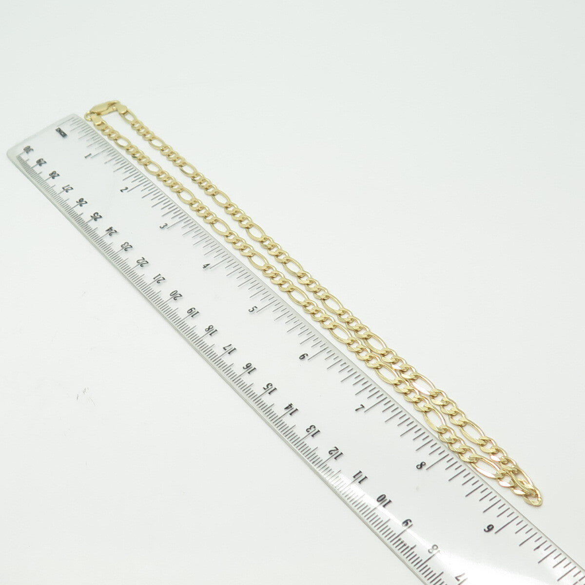 HAN 925 Sterling Silver Gold Plated Italy Figaro Chain Necklace 18"